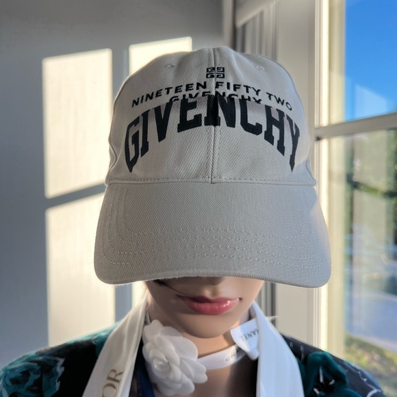 GIVENCHY  Logo Cotton Baseball Cap Grey Beige - Picture 11 of 14